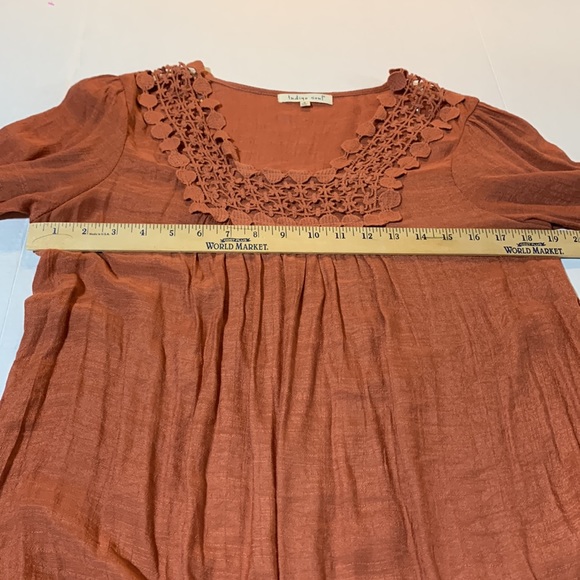 INDIGO SOUL Boho Crochet Detail Lightweight Creped Tunic Size Small - Picture 5 of 6